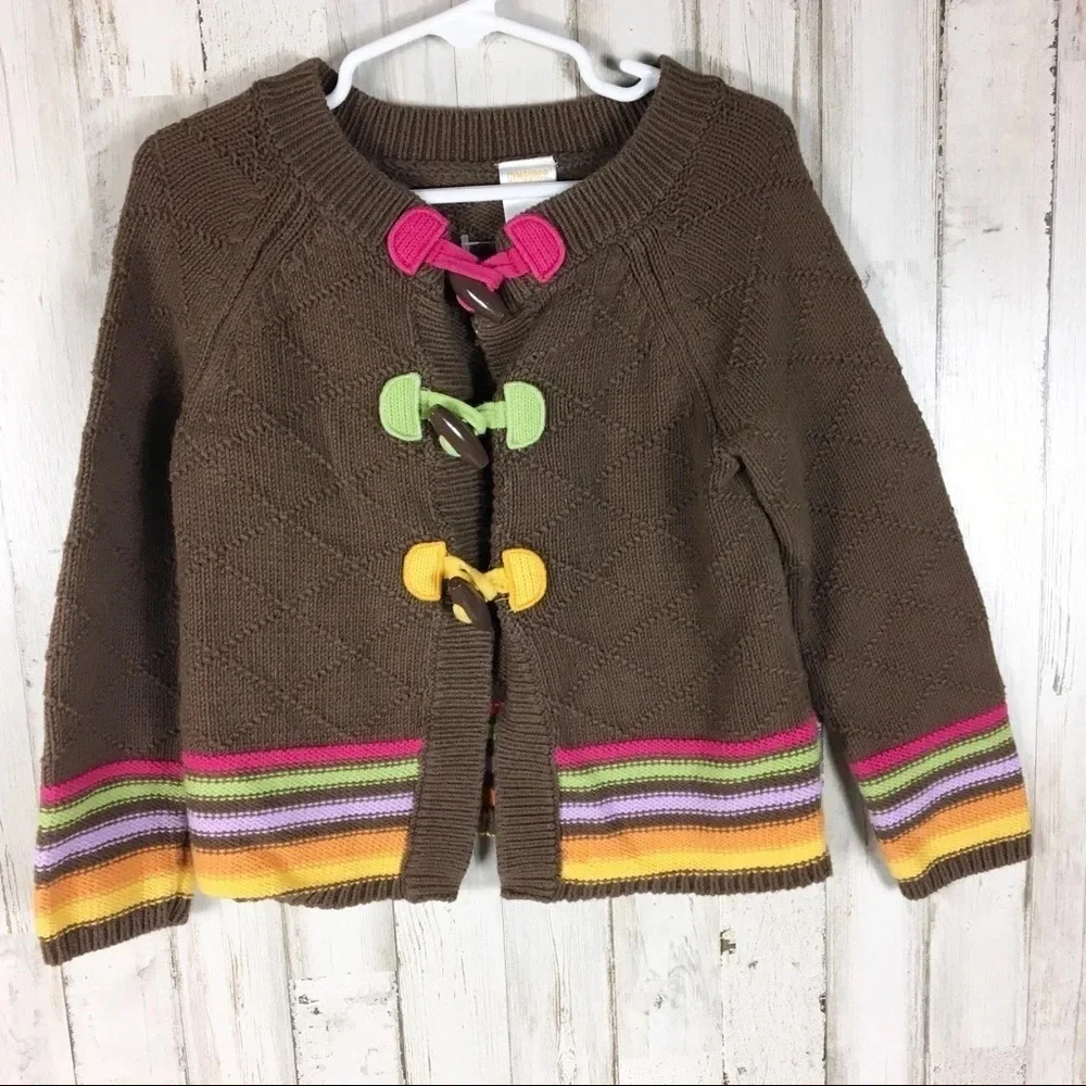 Gymboree Knit Cardigan Sweater Brown Pink Girls XS
